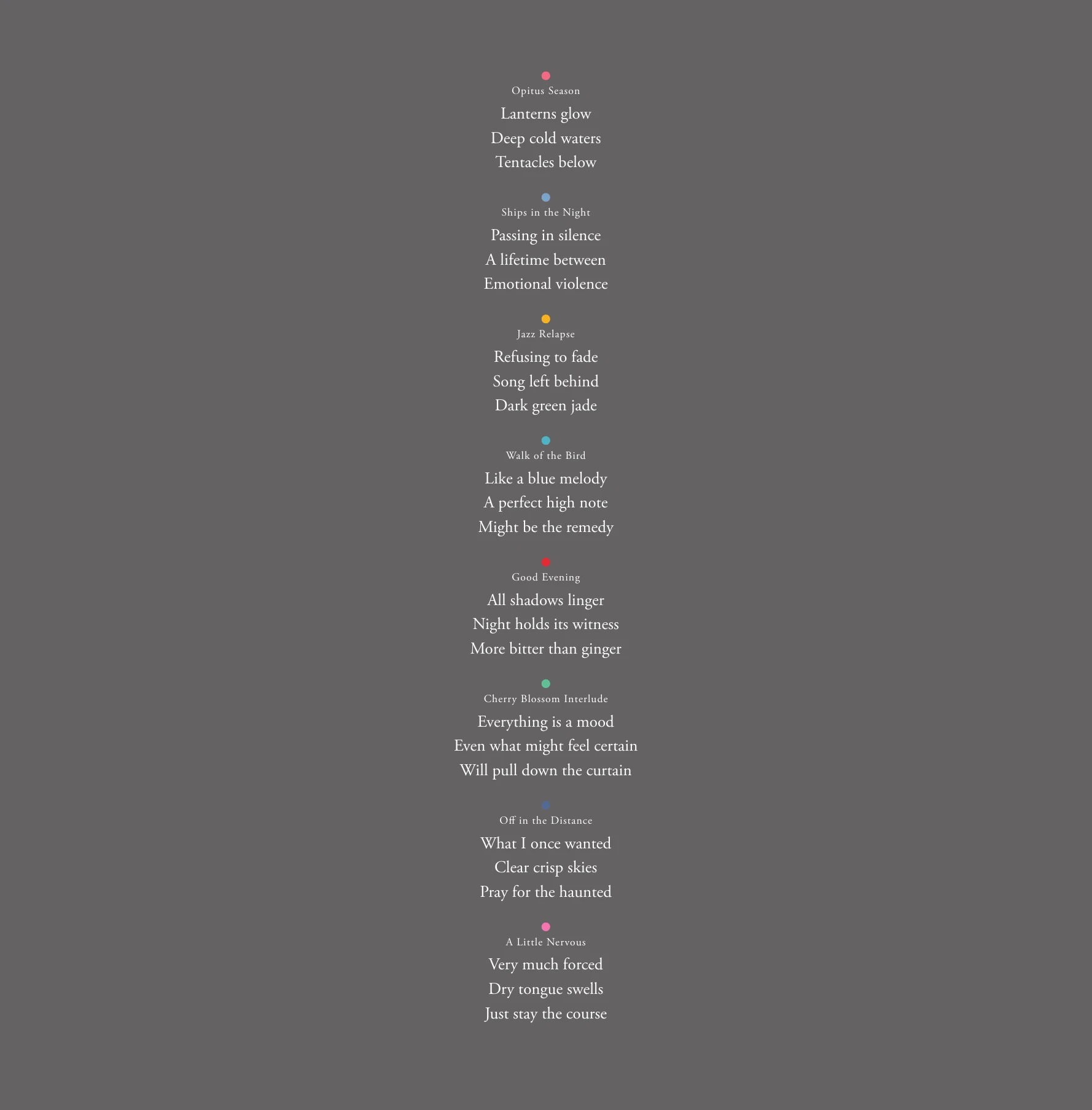 Inner sleeve, back — the poems